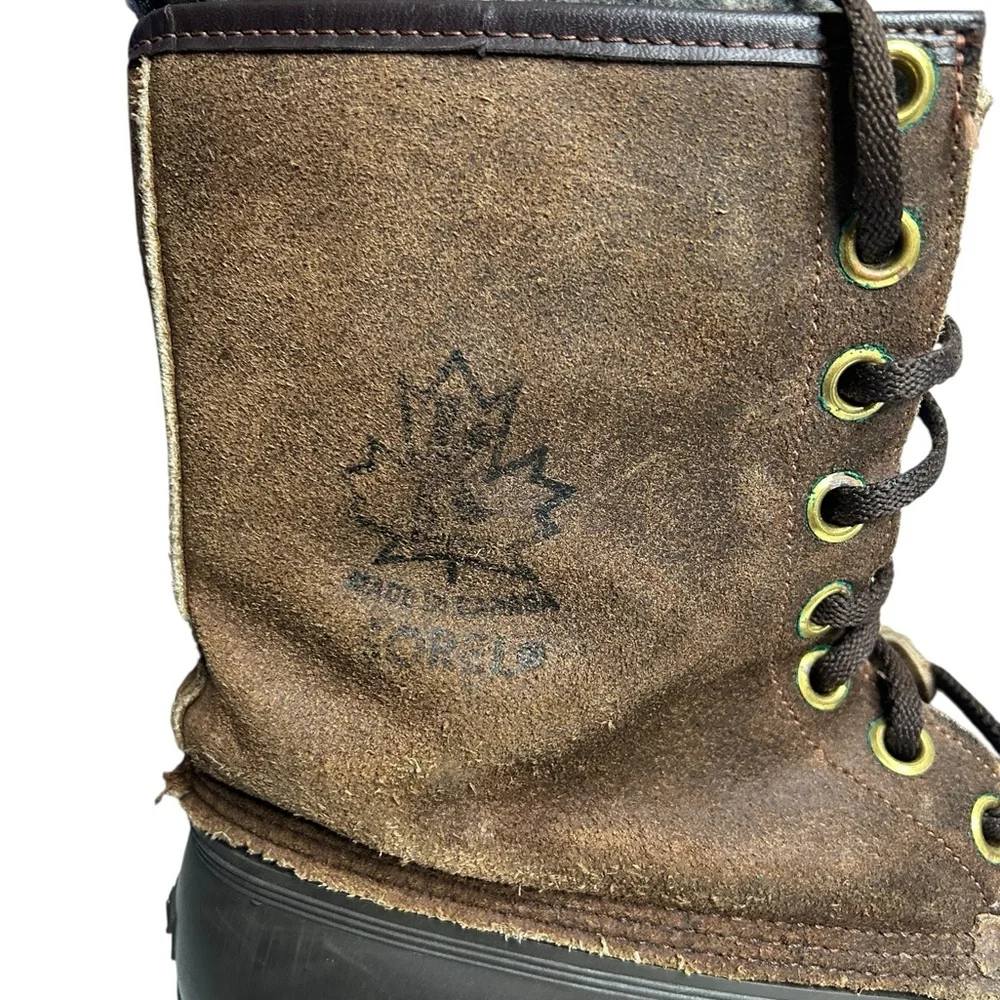 Sorel Men’s 8 Caribou Duck Boots Brown Suede Leather Waterproof‎ Made in Canada